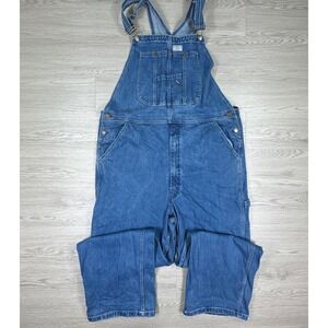HISEA Men's Denim Overalls Bib Workwear Blue‎ 42W x 30L Adjustable Straps